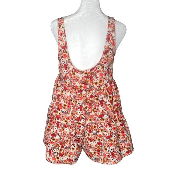 Urban Outfitters Floral Tiered Babydoll Romper Red Pink Orange Boho Festival S - Picture 6 of 7